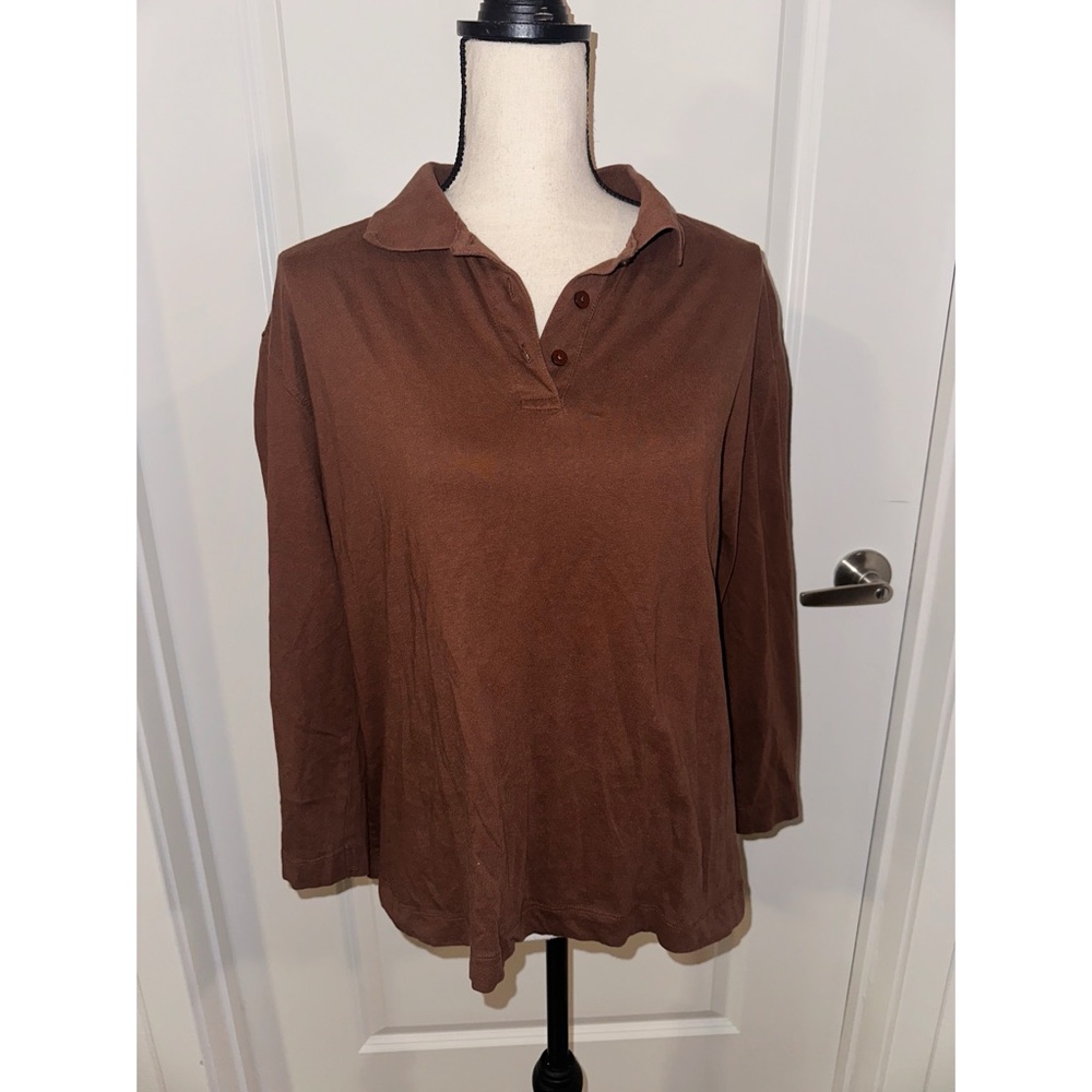 Zara Brown Boxy Polo Button Down Top - Picture 6 of 7